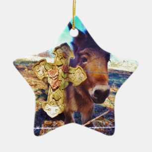 Donkey med Ro Kor Julgransprydnad Keramik