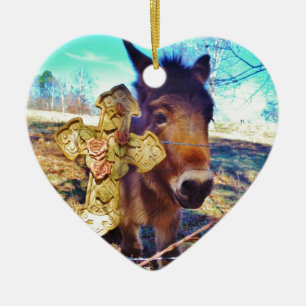 Donkey med Ro Kor Julgransprydnad Keramik