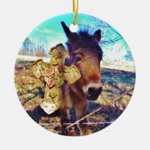 Donkey med Ro Kor Julgransprydnad Keramik