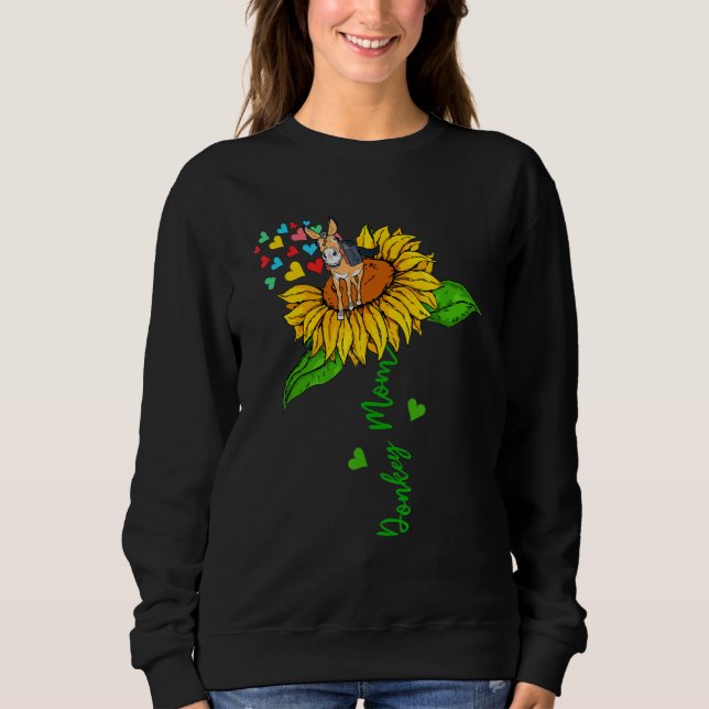 Donkey Mom Cute Animals On Sunflower Farmer Mother T Shirt (Framsida)