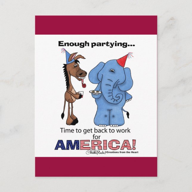 Donkey och Elephant nog Partying! Inbjudan Vykort (Framsida)