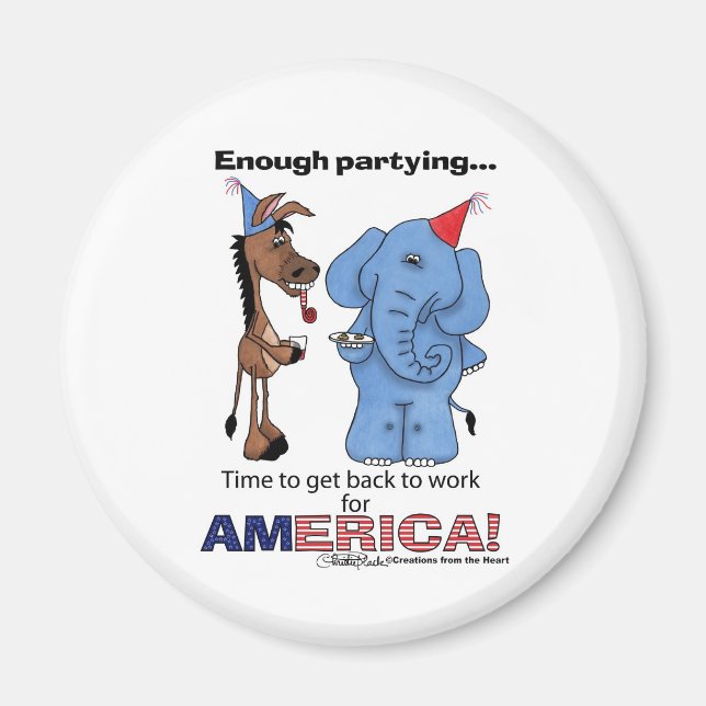 Donkey och Elephant nog Partying! Magnet (Framsidan)