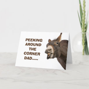 DONKEY PEEKS RUND CORNER-FARS DAG HUMOR KORT