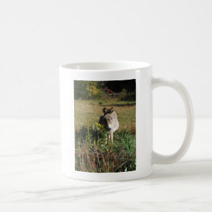 Donkey Picking Gult Autumn Wildblommor Kaffemugg