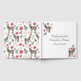 Donkey Pink Floral Rustic Wedding Gästböcker