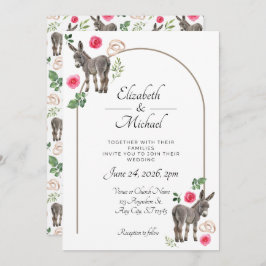 Donkey Pink Floral Wedding Invitation  Inbjudningar