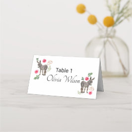 Donkey Pink Floral Wedding Place Card Placeringskort