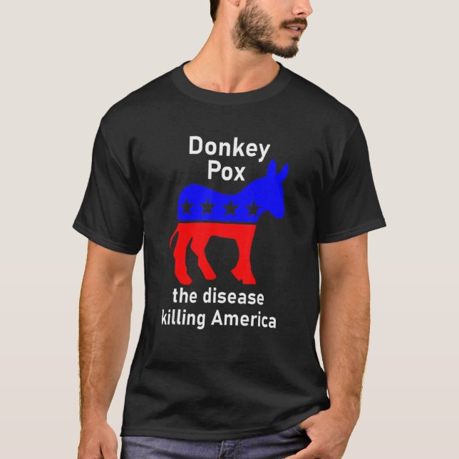 Donkey Pox Donkey, politisk satire T Shirt (Framsida)