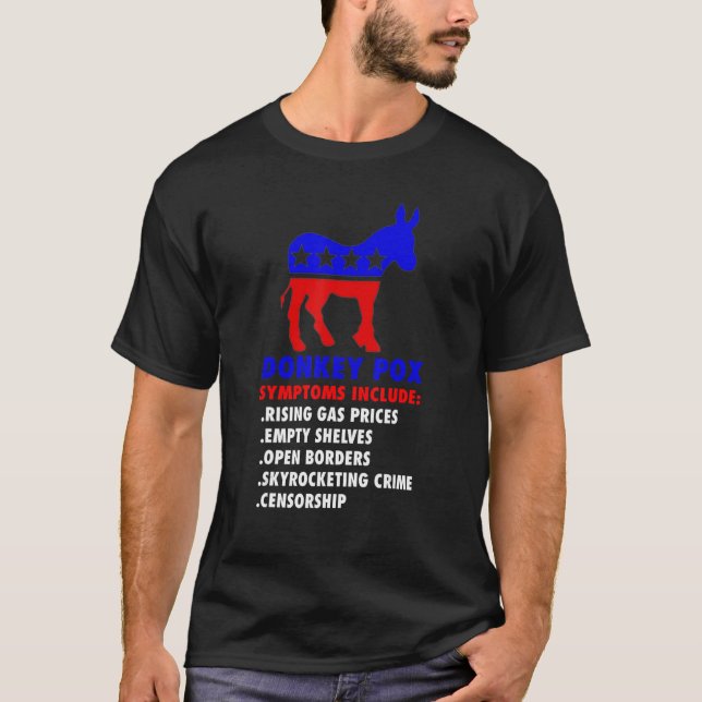 Donkey Pox Konservativ Republican Symptomes Humor T Shirt (Framsida)