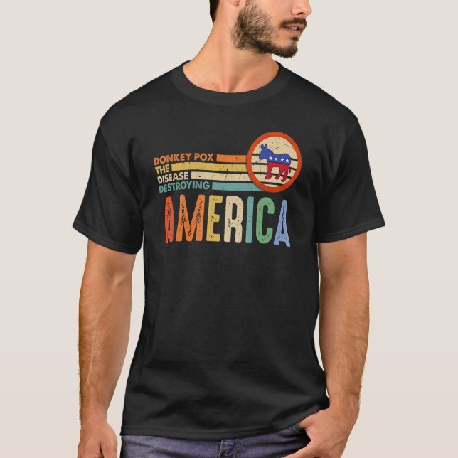 Donkey Pox the Disease som förstör Amerika USA fla T Shirt (Framsida)