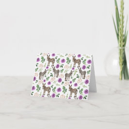 Donkey Purple Floral Wedding Thank You Card Tack Kort