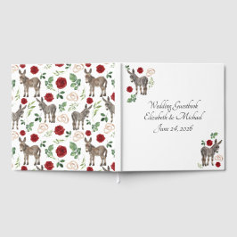 Donkey Red Floral Rustic Wedding Guest Book Gästböcker