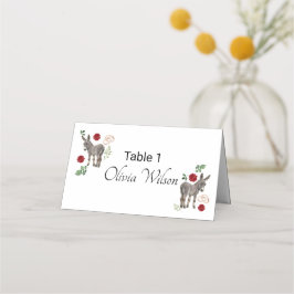 Donkey Red Floral Wedding Place Card Placeringskort