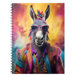 Donkey Rosa Glass, Rainbow Hair Anteckningsbok