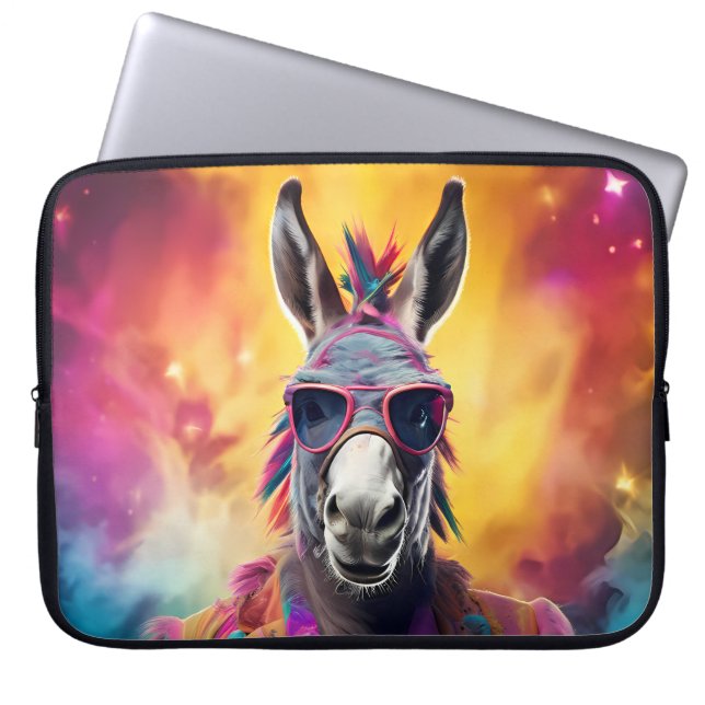 Donkey Rosa Glass, Rainbow Hair Laptop Fodral (Framsidan)
