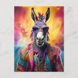 Donkey Rosa Glass, Rainbow Hair Vykort