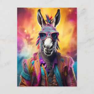 Donkey Rosa Glass, Rainbow Hair Vykort
