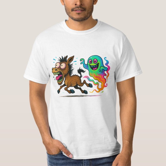 Donkey Running från ett Fånig Ghost T Shirt (Framsida)