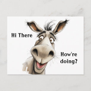 Donkey säger hej och frågar: Hur går det? Redigerb Vykort