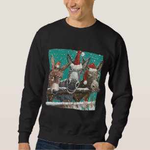 Donkey Santa Hat Donkey Älskare Cute Donkey Christ Lång Ärmad Tröja
