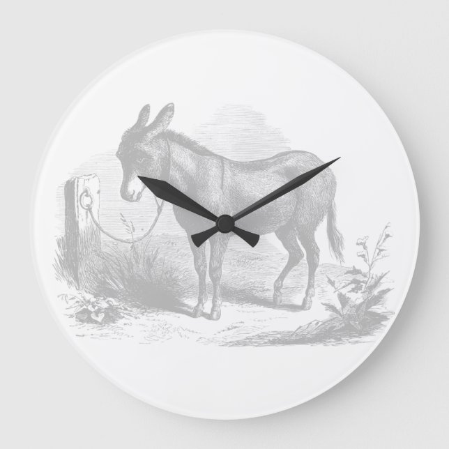 Donkey Sketch Wall Clock Stor Klocka (Framsida)