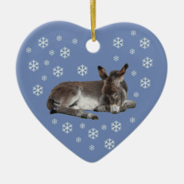 Donkey Snöflingor på Blue Julgransprydnad Keramik