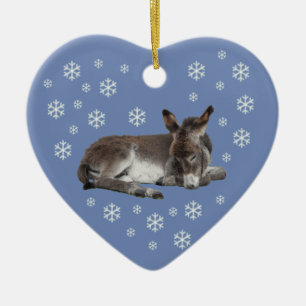 Donkey Snöflingor på Blue Julgransprydnad Keramik