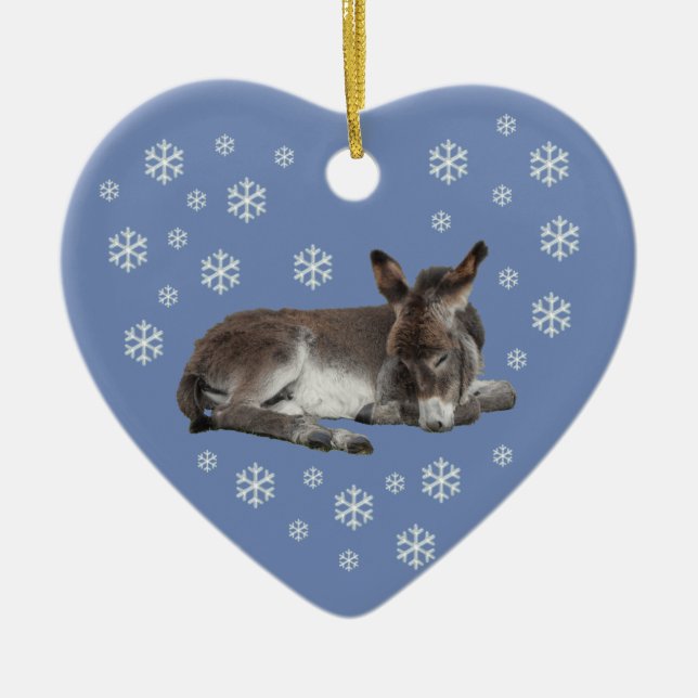 Donkey Snöflingor på Blue Julgransprydnad Keramik (Framsidan)