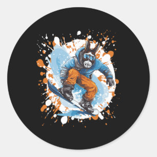 Donkey Snowboarding Animal Snowboard Runt Klistermärke