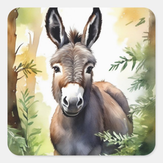 Donkey Stickers Fyrkantigt Klistermärke (Framsida)