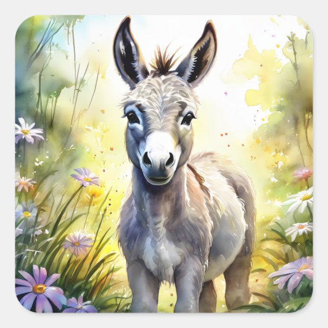 Donkey Stickers Fyrkantigt Klistermärke (Framsida)