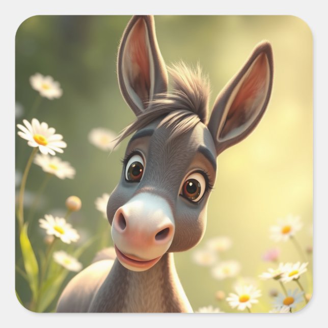 Donkey Stickers Fyrkantigt Klistermärke (Framsida)