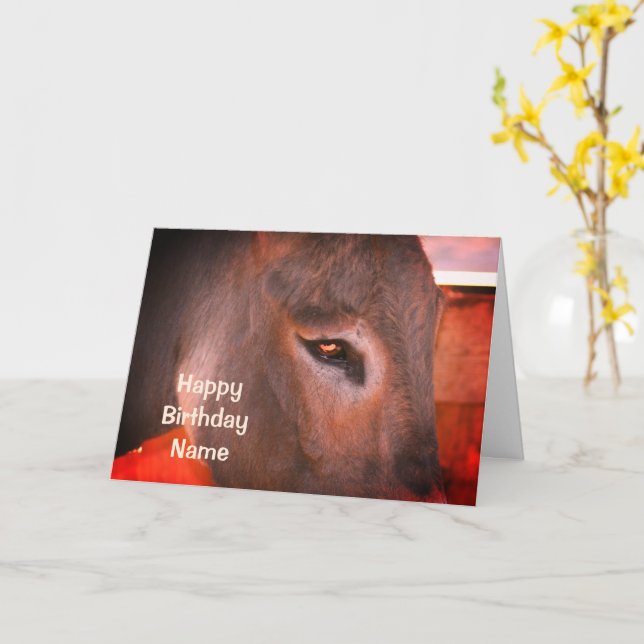 Donkey Thought Personlig Animal Birthday Kort (Gul blomma)