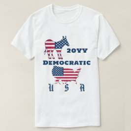 Donkey-valåret USA flagga Karta i Demokratiska Par T Shirt