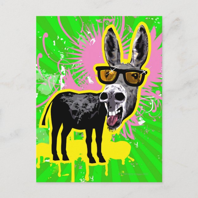 Donkey Wearing Sunglasses Vykort (Framsida)