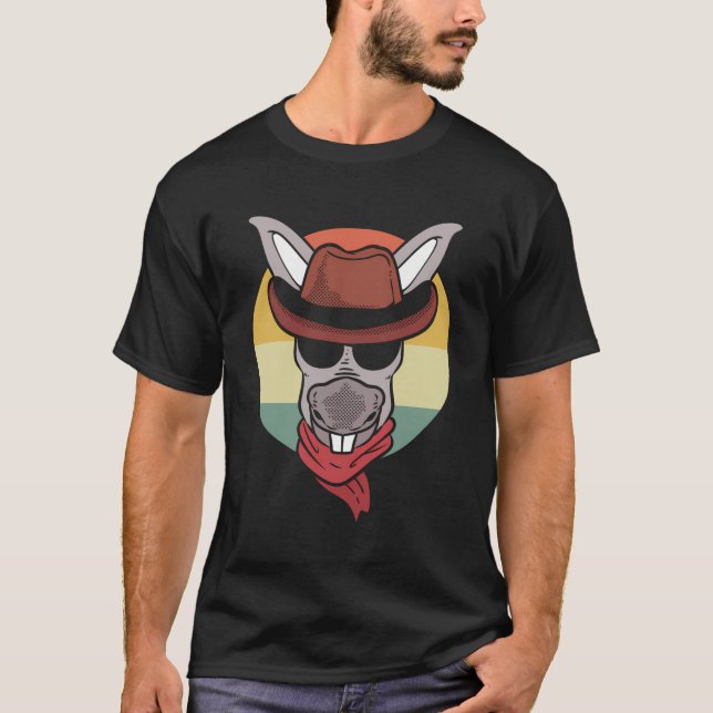 Donkey with Cowboy Hat Farm Worker T Shirt (Framsida)