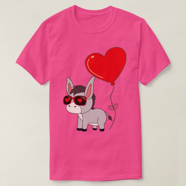 Donkey with Heart Balloon Valentines day Kärlek Bo T Shirt (Design framsida)