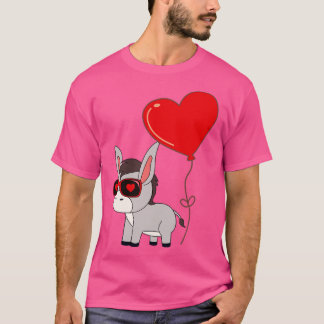 Donkey with Heart Balloon Valentines day Kärlek Bo T Shirt
