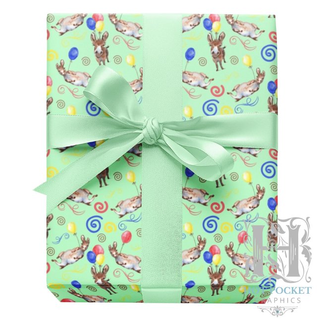 Donkey Wrapping Paper in Green Presentpapper (Skapare uppladdad)