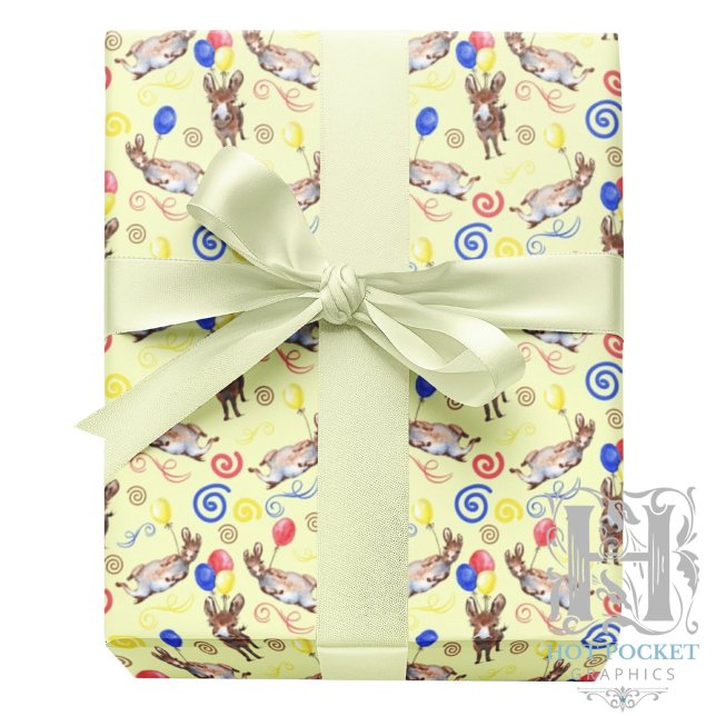 Donkey Wrapping Paper in Yellow Presentpapper (Skapare uppladdad)
