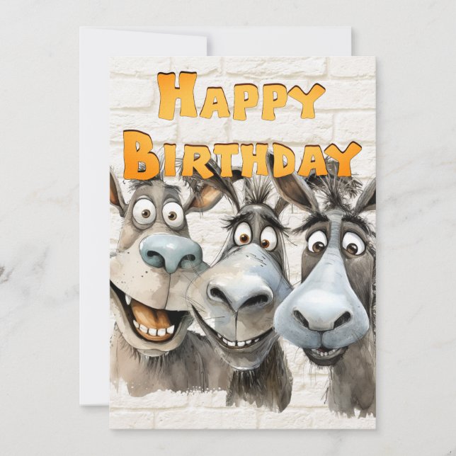 Donkey's Funny Birthday Julkort (Framsida)
