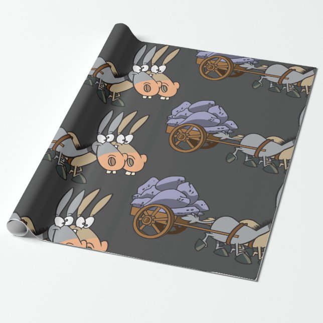 Donkies som drar en vagn presentpapper (Utrullad)