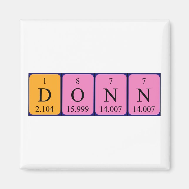 Donn periodisk bord namn magnet (Framsidan)