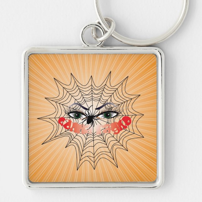 Donna ragno Schlüsselanhänger Fyrkantig Silverfärgad Nyckelring (Framsidan)