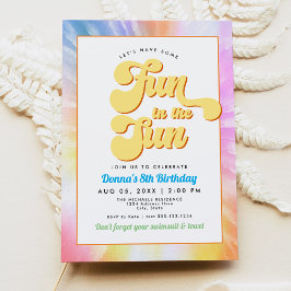 DONNA Retro Font Tie Dye Bassäng Party Birthday Inbjudningar