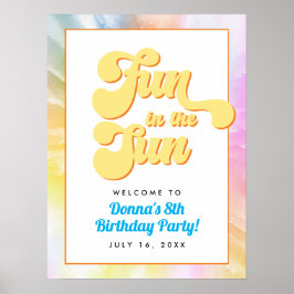 DONNA Retro Font Tie Dye Bassäng Party Birthday Poster
