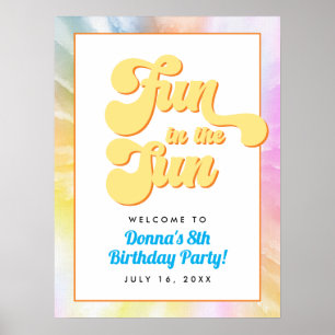 DONNA Retro Font Tie Dye Bassäng Party Birthday Poster