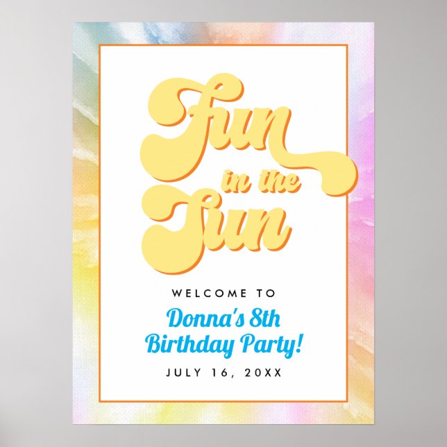 DONNA Retro Font Tie Dye Bassäng Party Birthday Poster (Framsidan)