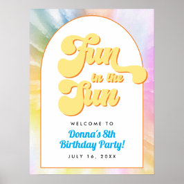 DONNA Retro Font Tie Dye Bassäng Party Birthday Poster