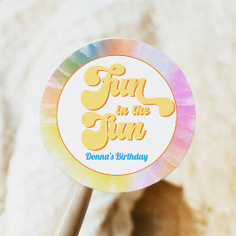 DONNA Retro Font Tie Dye Bassäng Party Birthday Runt Klistermärke